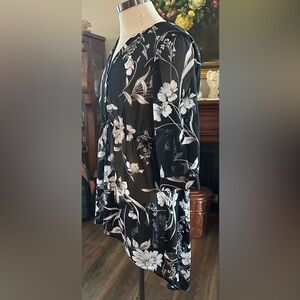 Floral Sheer Black Kimono Size XL
